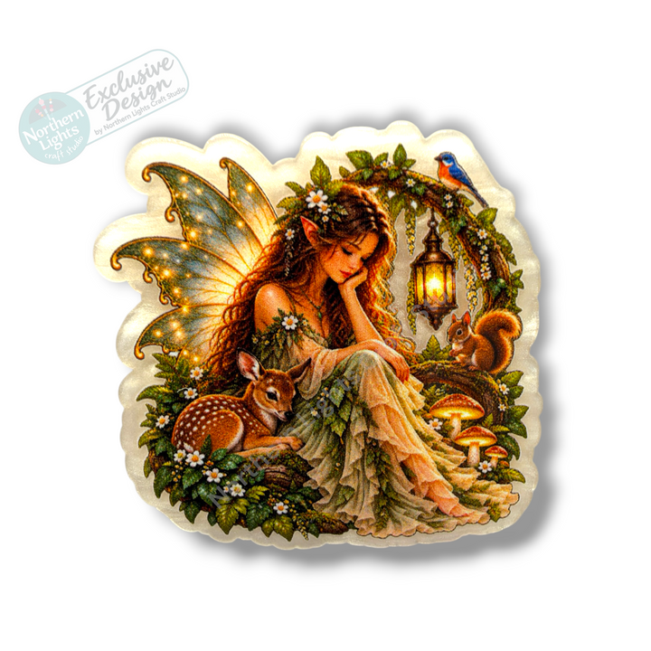 Green Woodland Fairy and Friends Flat Back Acrylic 2pc. - Design Exclusive!