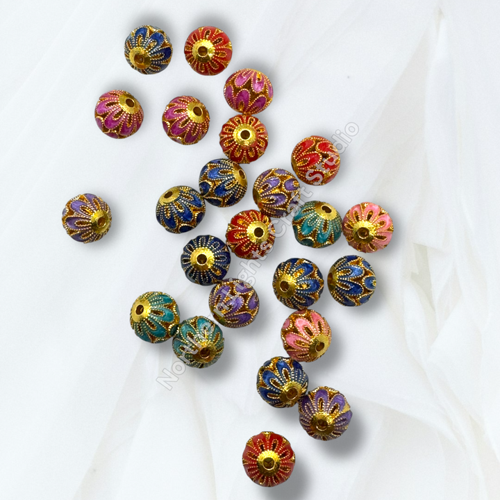 Copper Base Gold Plated Enamel  10mm Beads - 10pc.  Mix