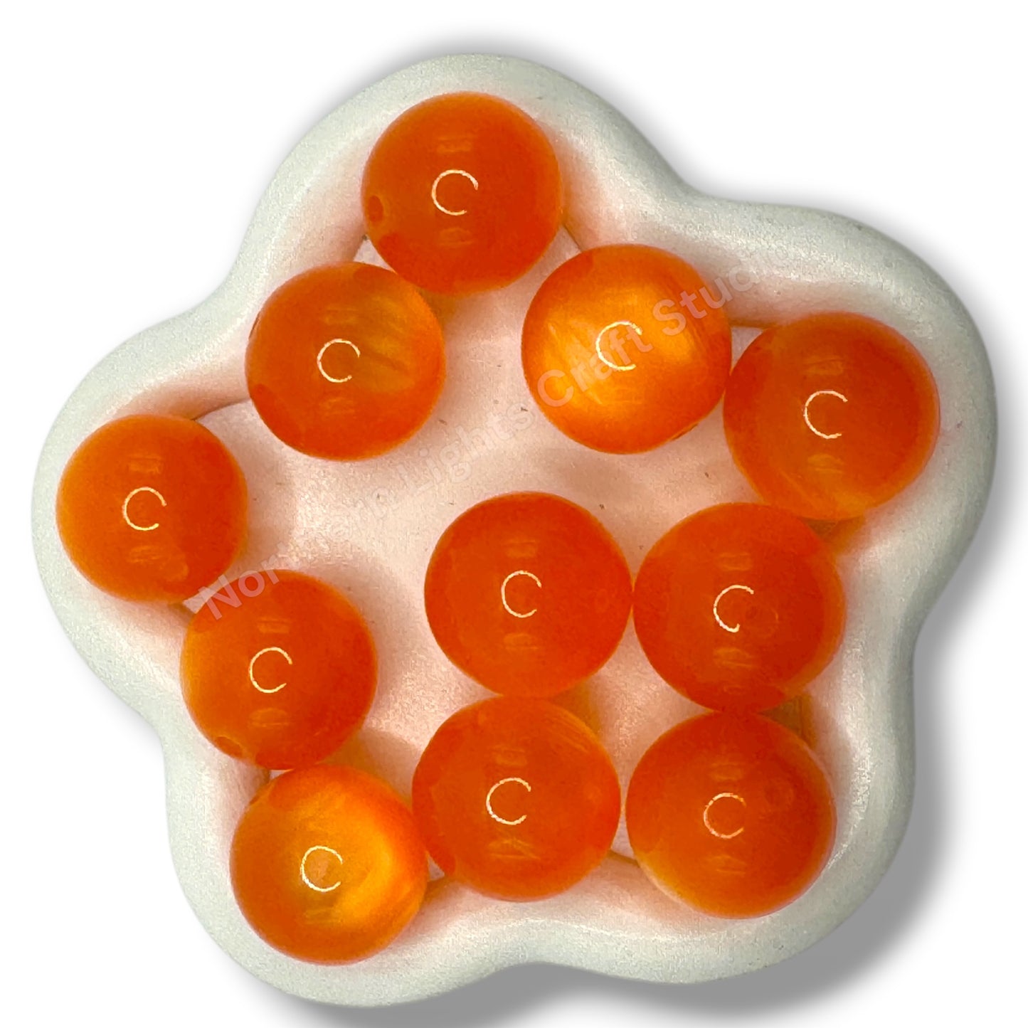 Orange Cat Eye Shiny 20mm Beads -10 pc.
