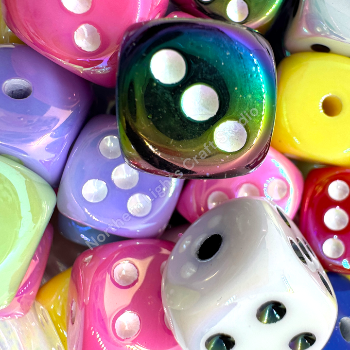 Colorful UV Coated Acrylic 14mm Dice Bead Mix - 20pc.