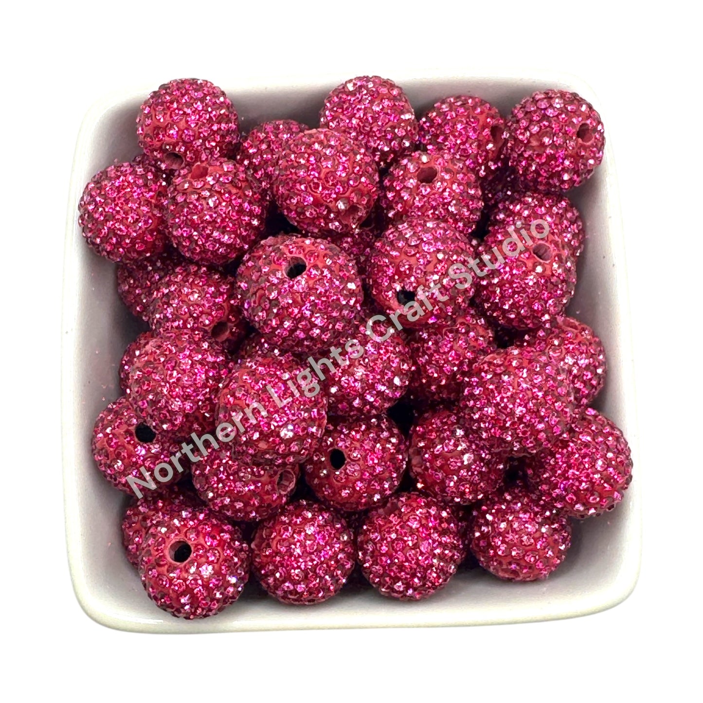 Hot Pink Rhinestone Beads-16mm - 10pc.