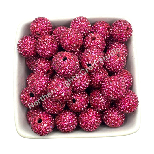 Hot Pink Rhinestone Beads-16mm - 10pc.