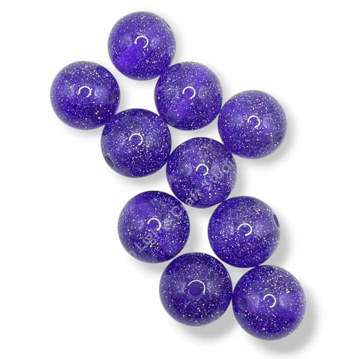 Glitter Dust 16mm High Quality Resin Beads - 20 Pcs.