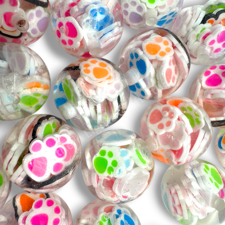 Paw Colorful Premium Confetti 16mm Resin Beads - 10pc.