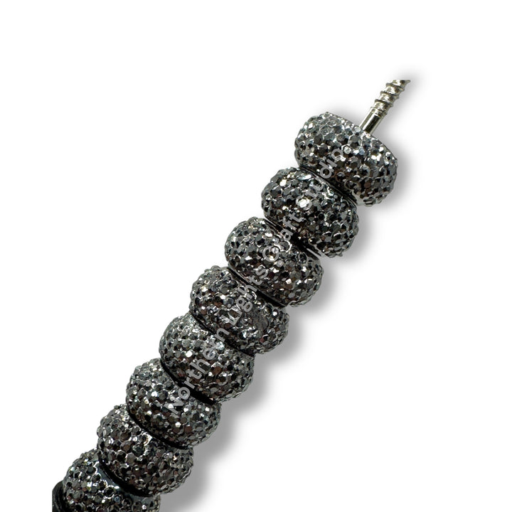 Textured 12mm Acrylic Gunmetal Rondelle Spacer - 25pc.