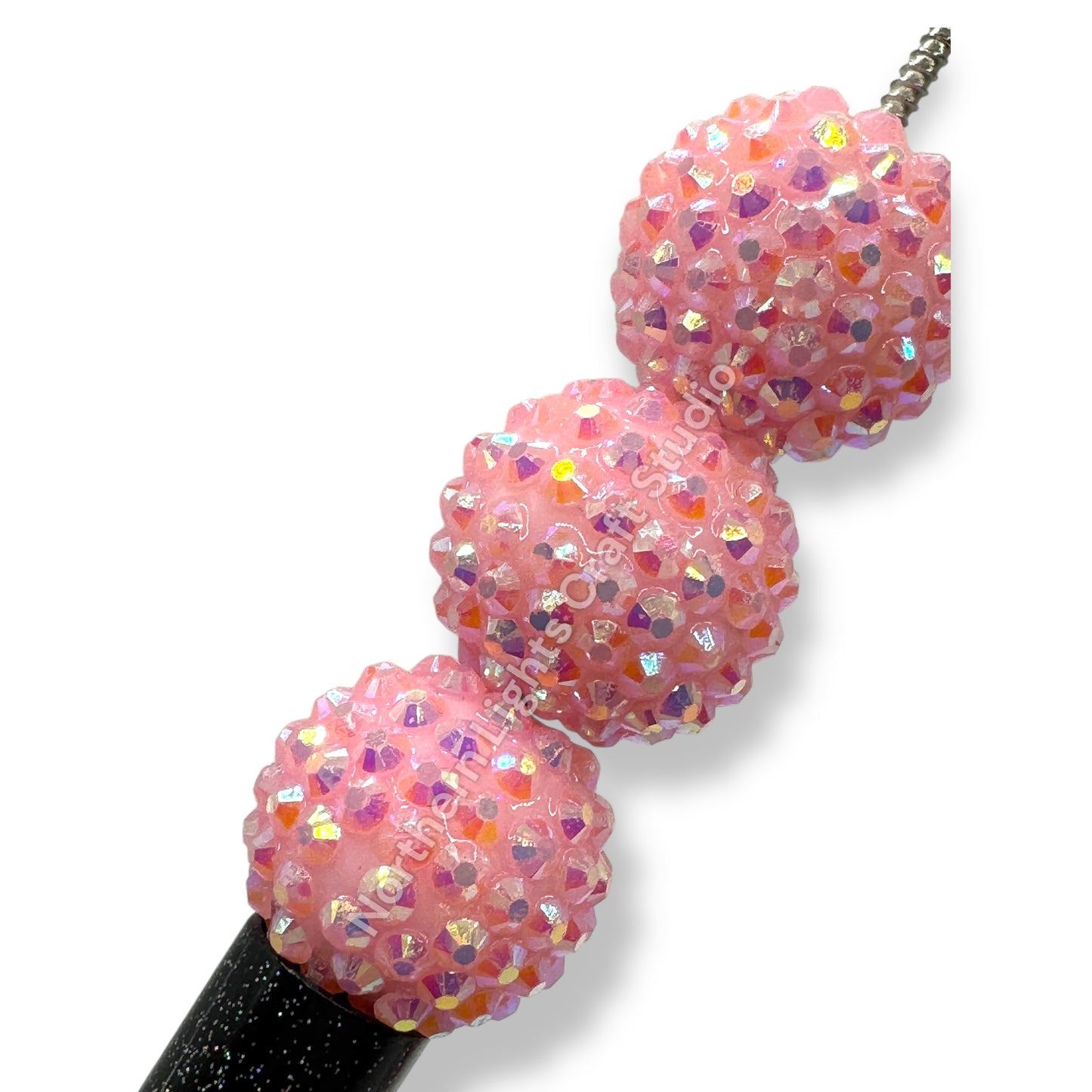 Pink AB 20mm Acrylic Rhinestone Bubblegum Beads - 10pc.