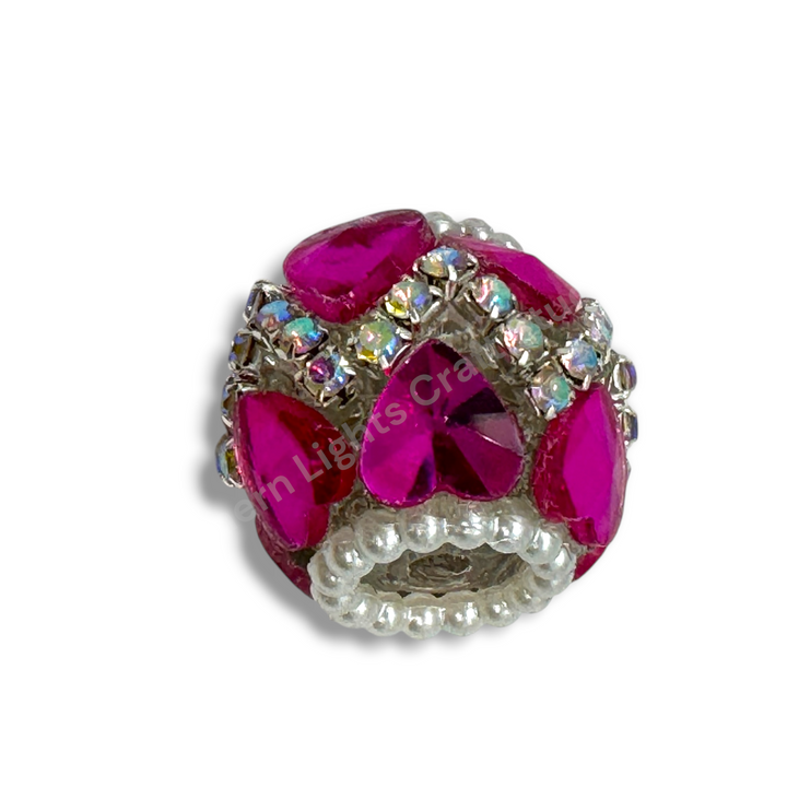 Rhinestone Zig Zag Heart Shape Crystal Fancy Bead - 4pc.