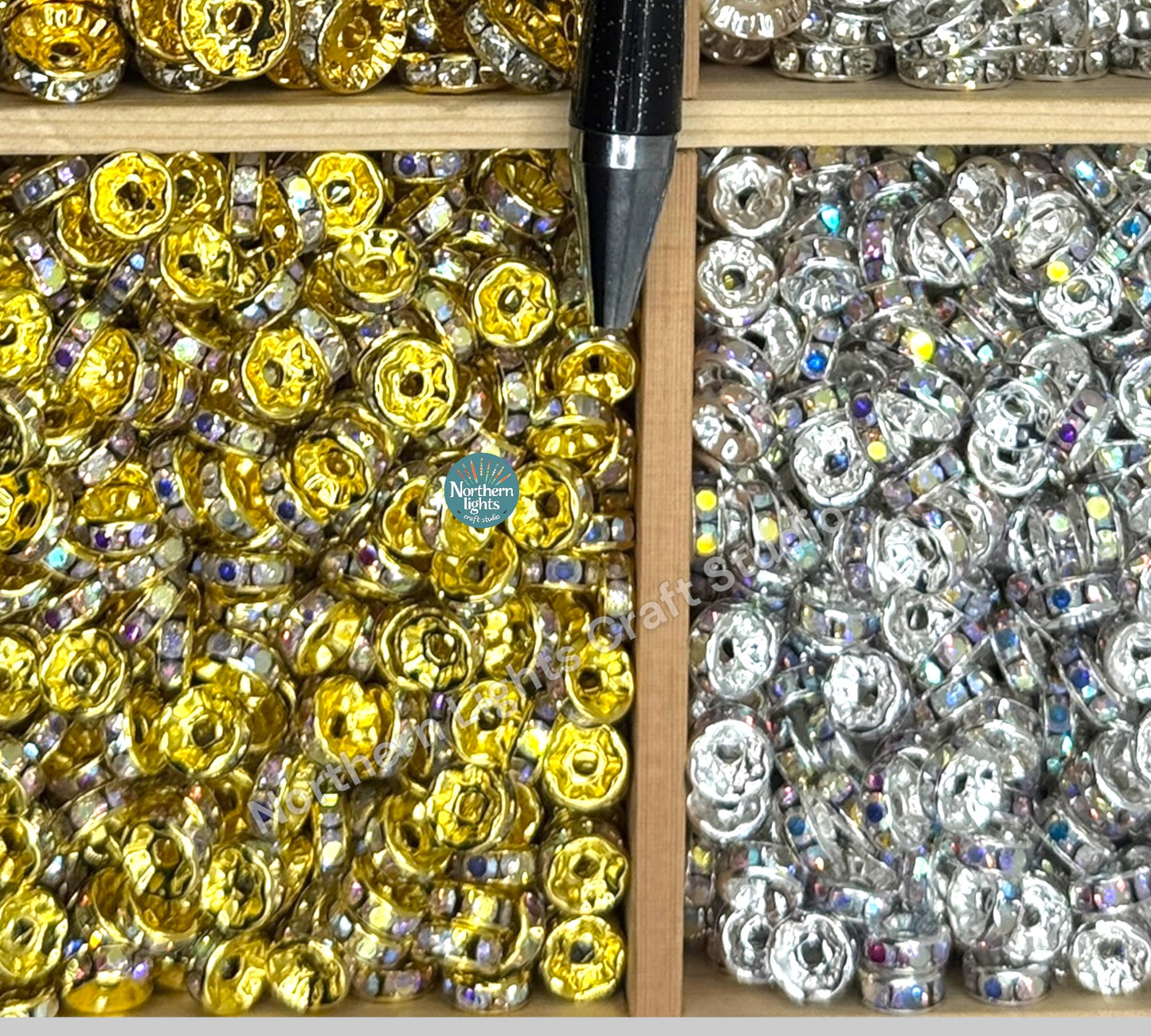 Metal Rhinestone Spacers 8, 10, or 12mm - 30 pcs.