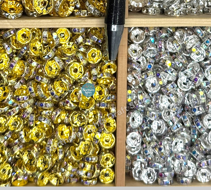 Metal Rhinestone Spacers 8, 10, or 12mm - 30 pcs.