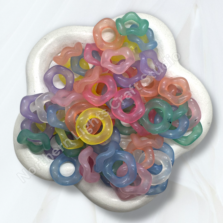 Jelly Luminous Glitter Wavy Spacers 16mm - Choose Color- 50pc.
