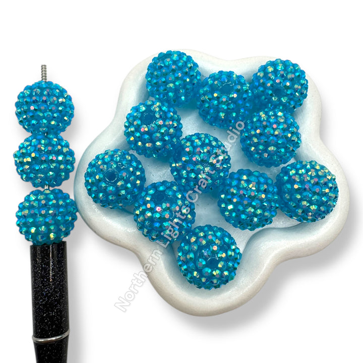 Light Blue AB 20mm Acrylic Rhinestone Bead - 10pc