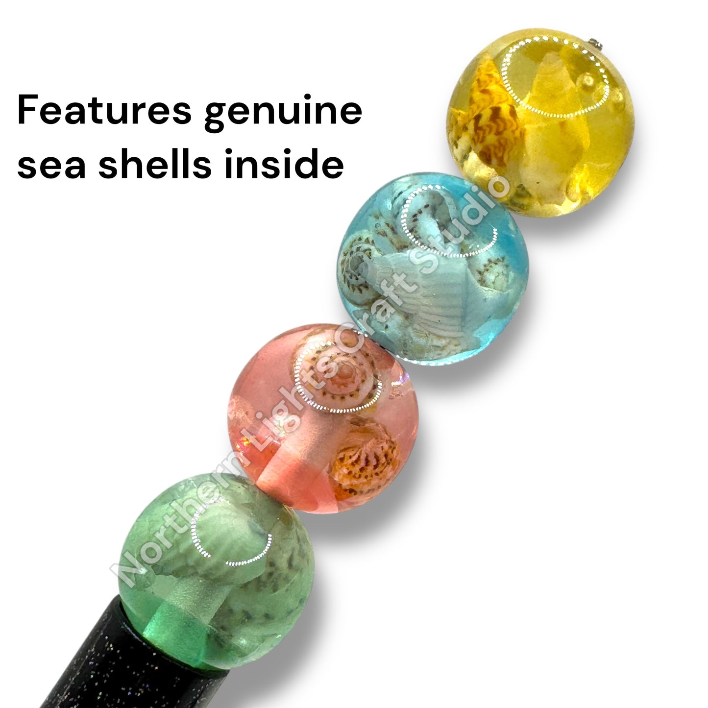 Seashell and Pearl Luxury Resin Snowglobe 16mm Beads - 10pc.