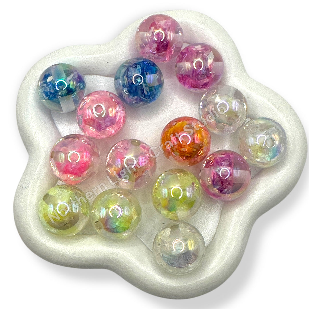 Gold Foil Marble Luxury Acrylic Beads -16mm - 10pc.