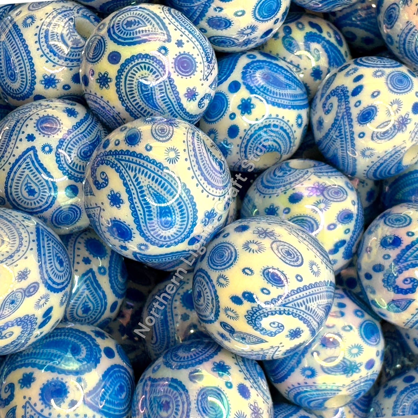 Paisley Bandana Printed 16mm Acrylic Beads - 20pc.