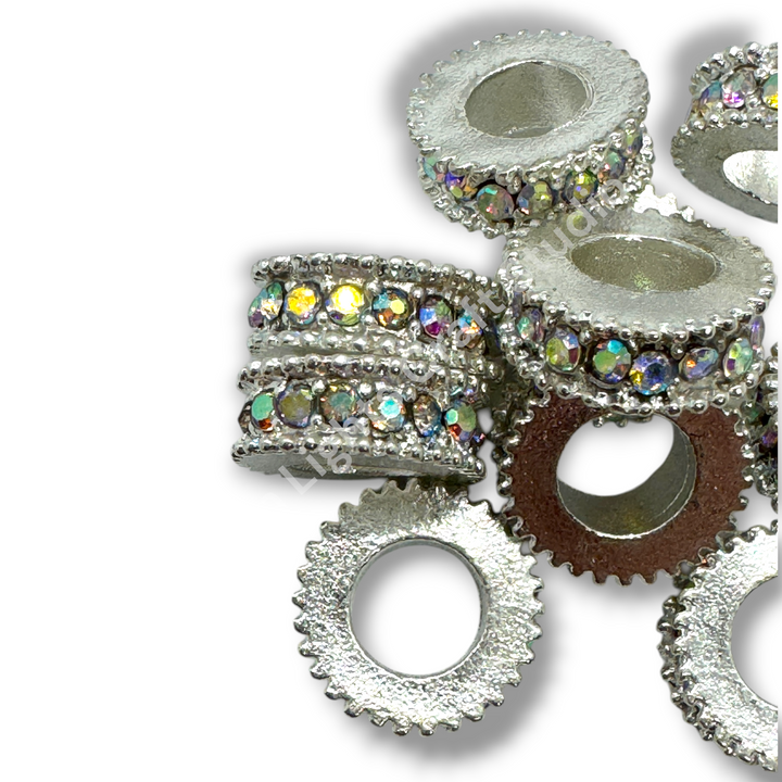 10mm Metal Wheel Spacer with Rhinestones -10pcs
