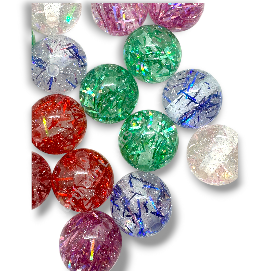 Tinsel Holographic Foil 16mm Resin Beads - 20pc.