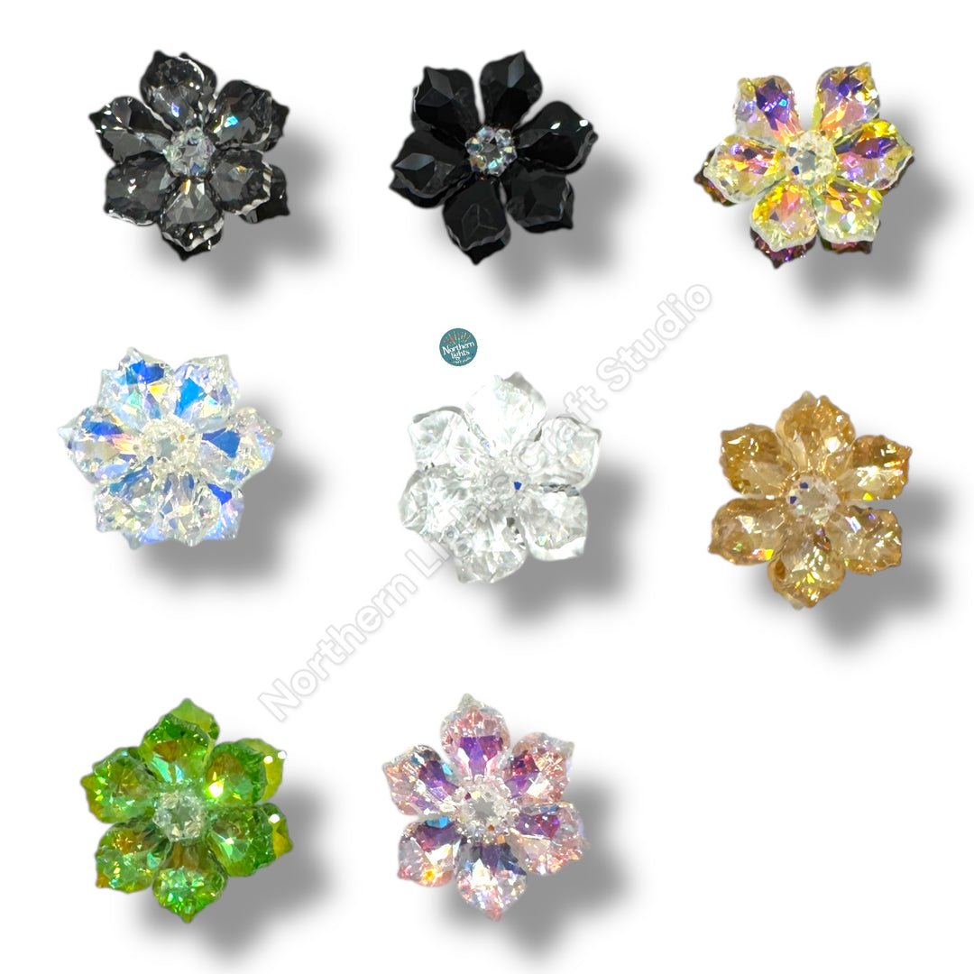 Handmade Glass Crystal Flower Double Layer Bead - 40mm