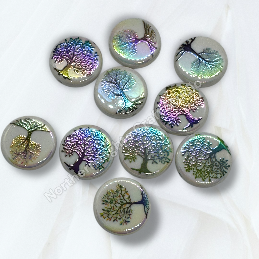 Tree Of Life UV Coated Printed Acrylic 22mm Bead Mix - 10 pc.
