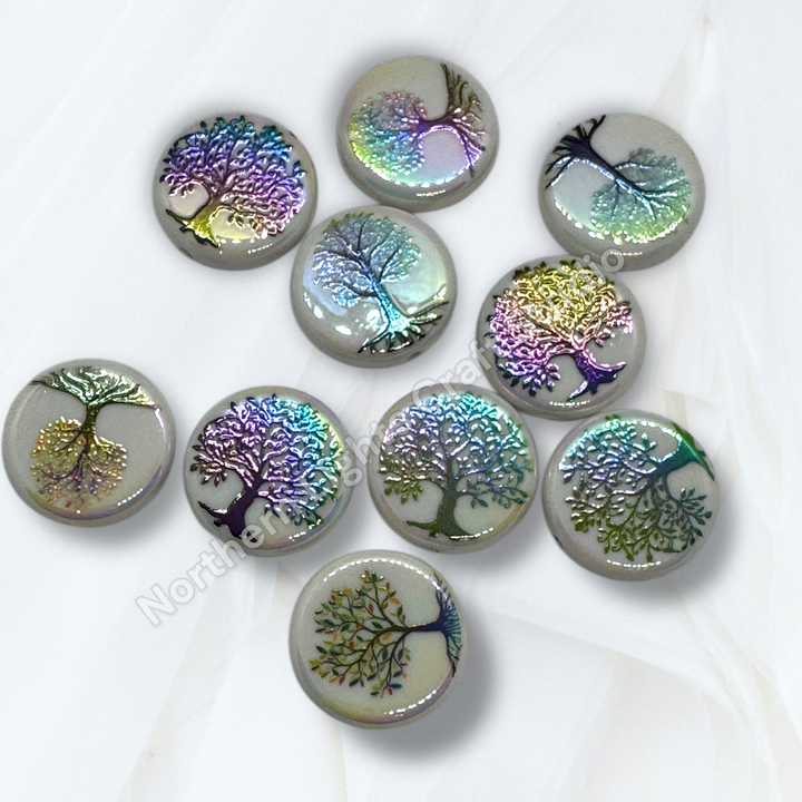 Tree Of Life UV Coated Printed Acrylic 22mm Bead Mix - 10 pc.