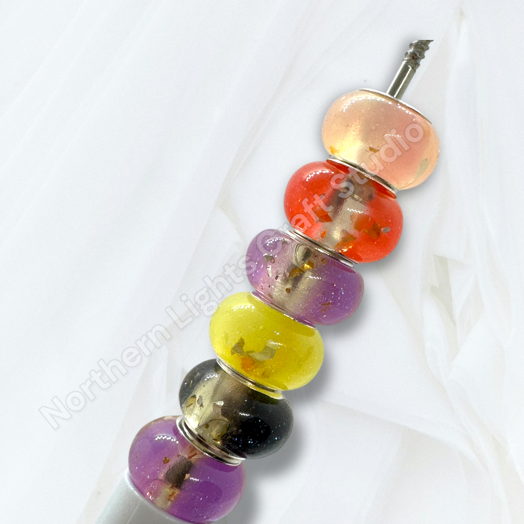 Galaxy Gold Flake Acrylic 14mm Large Hole Spacer Beads - 25pc. Mix