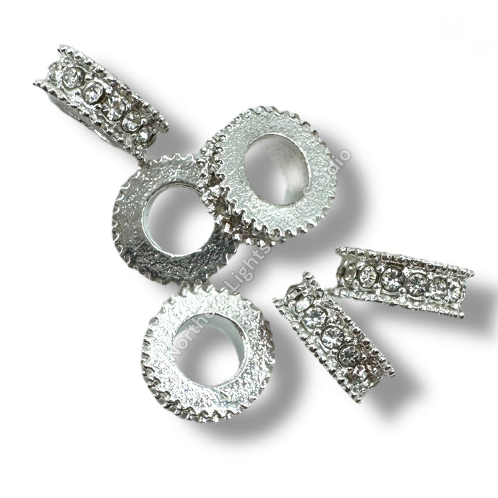 10mm Metal Wheel Spacer with Rhinestones -10pcs