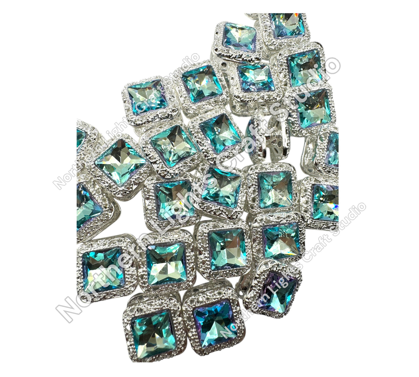 16mm Metal Square Crystal Beads