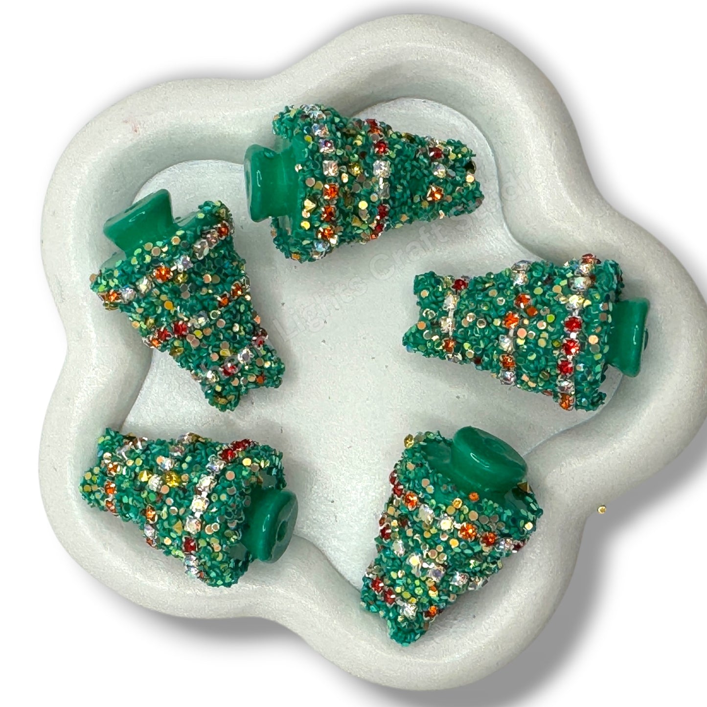 3d Christmas Tree Acrylic Sugar and Rhinestone Wrapped Tree - 2pc.