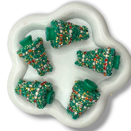 3d Christmas Tree Acrylic Sugar and Rhinestone Wrapped Tree - 2pc.