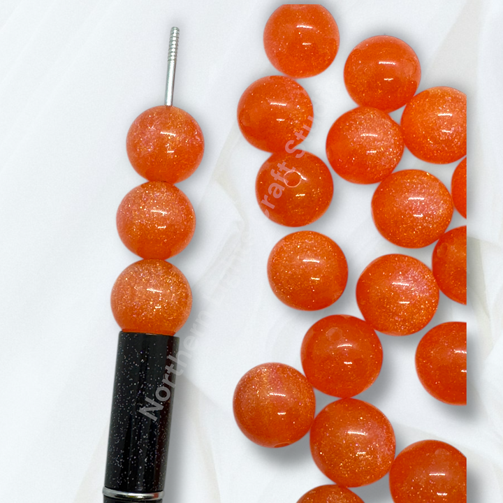 Orange Melon Glitter Galaxy 16mm Bead - 20pc.