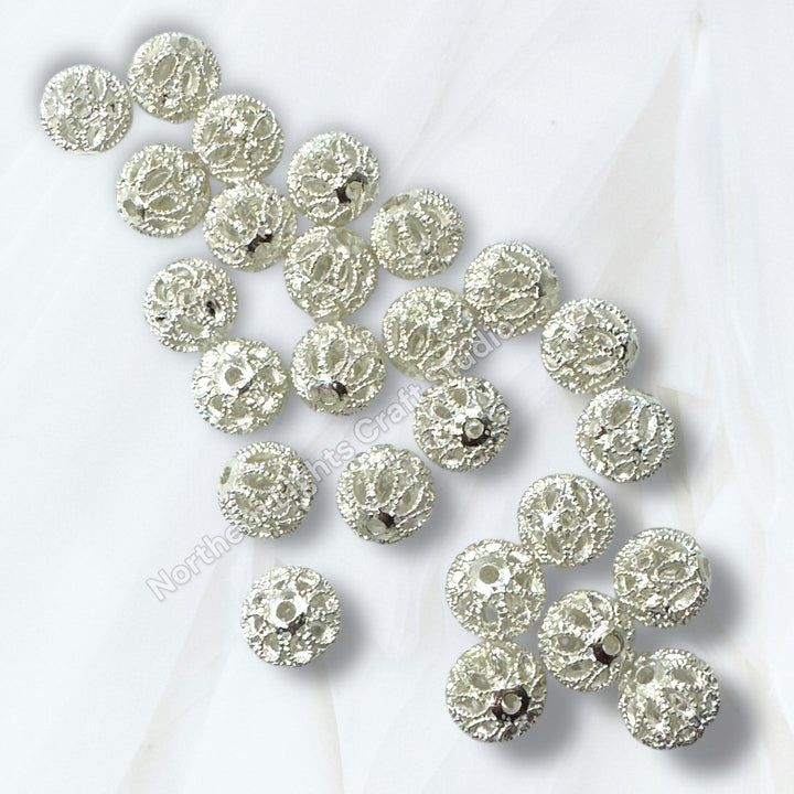 Metal Filigree Copper Base 10mm Beads- Fits Pen -5pc.