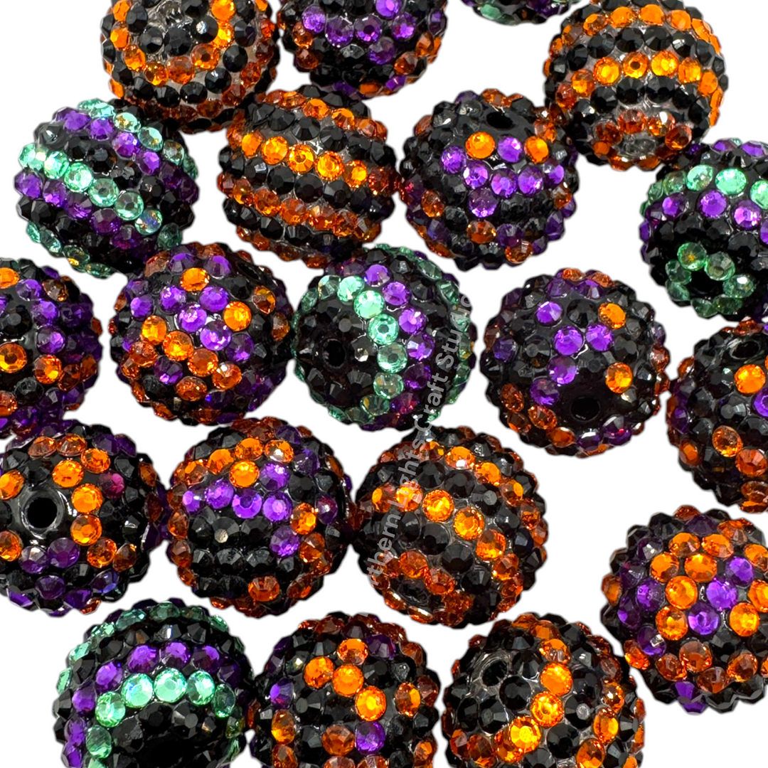 20mm Stripe and Multi Acrylic Rhinestone Bead Mix - 10 pc.