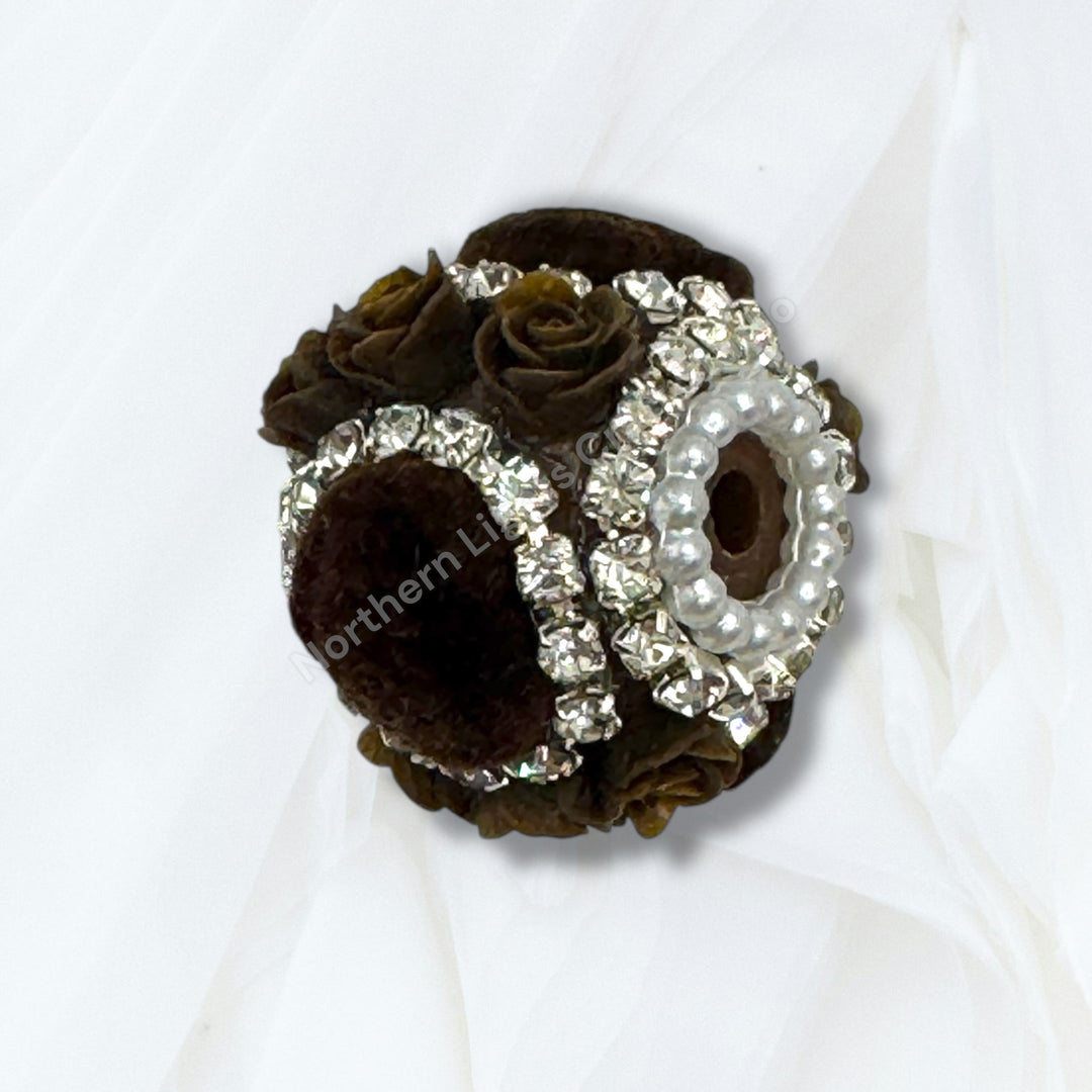 Fancy Velvet Heart and Flower Bead - 10pc.  mix