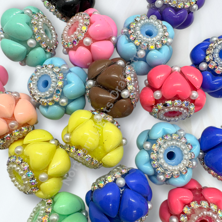 Puffy Acrylic Heart Charm 22mm Bead -5pc