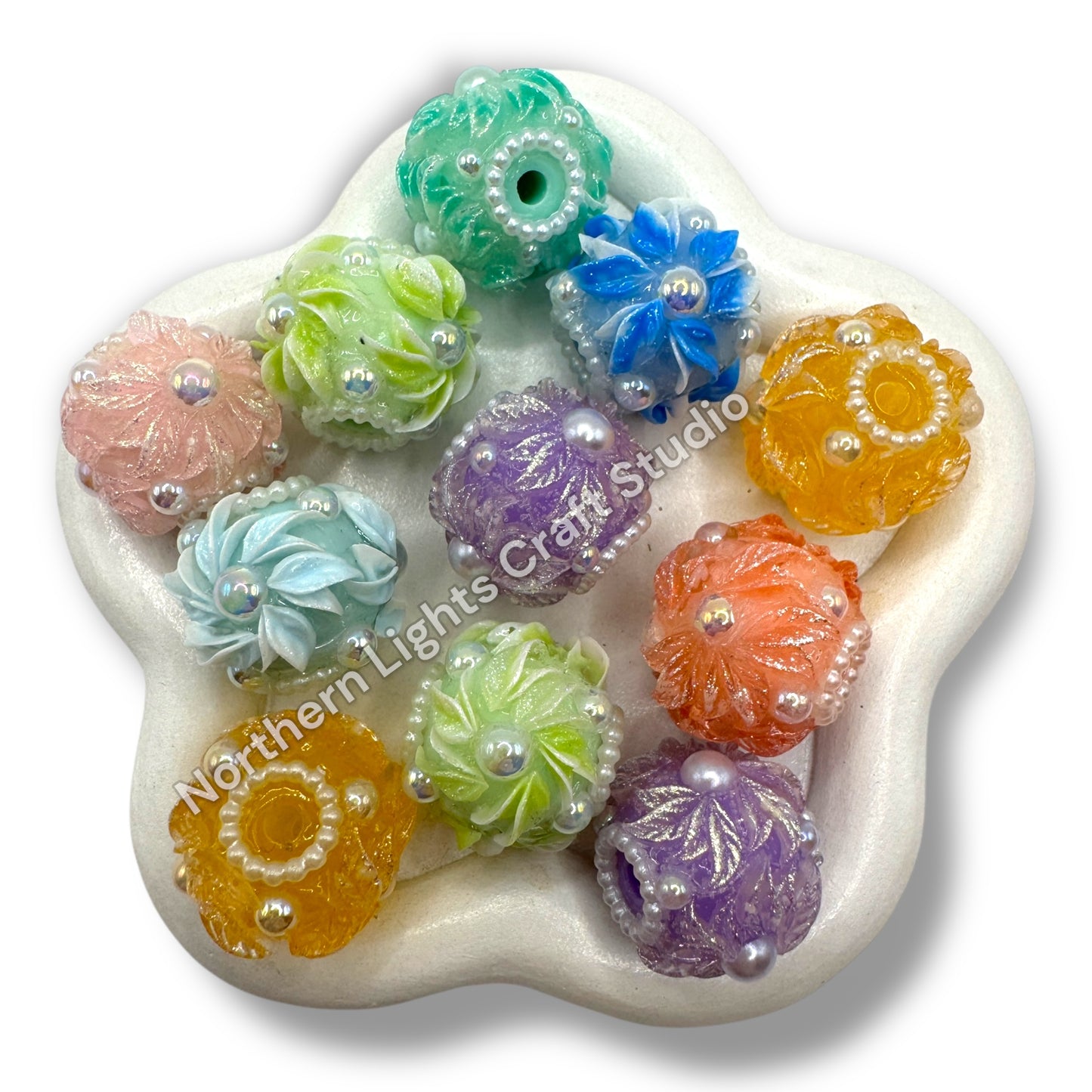 Flower Fantasy Fancy Beads - 10 pc. mix