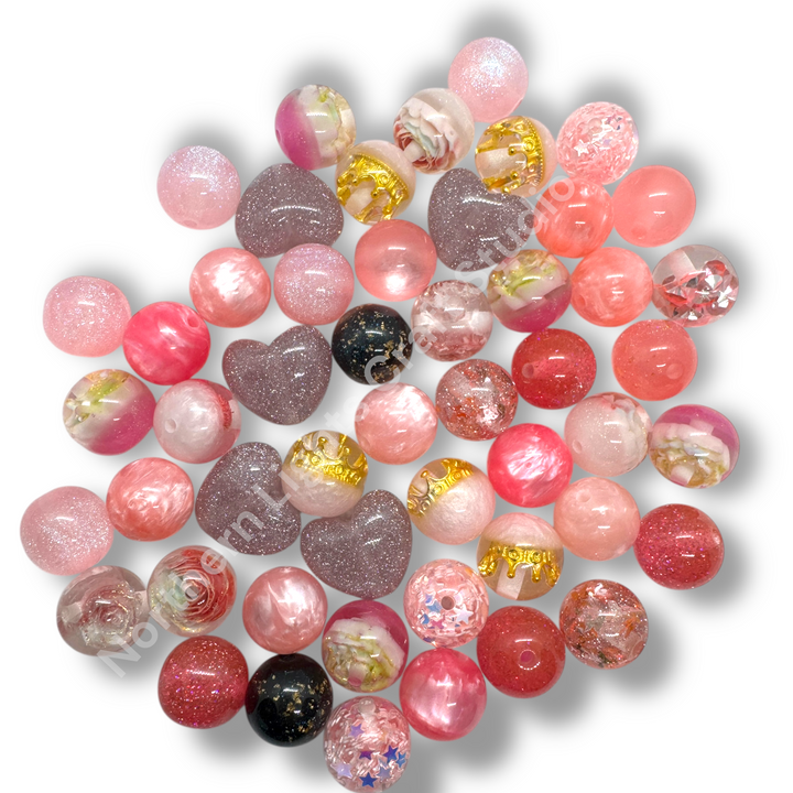 Pink Premium Bead 16mm Resin Mix -20 pc.