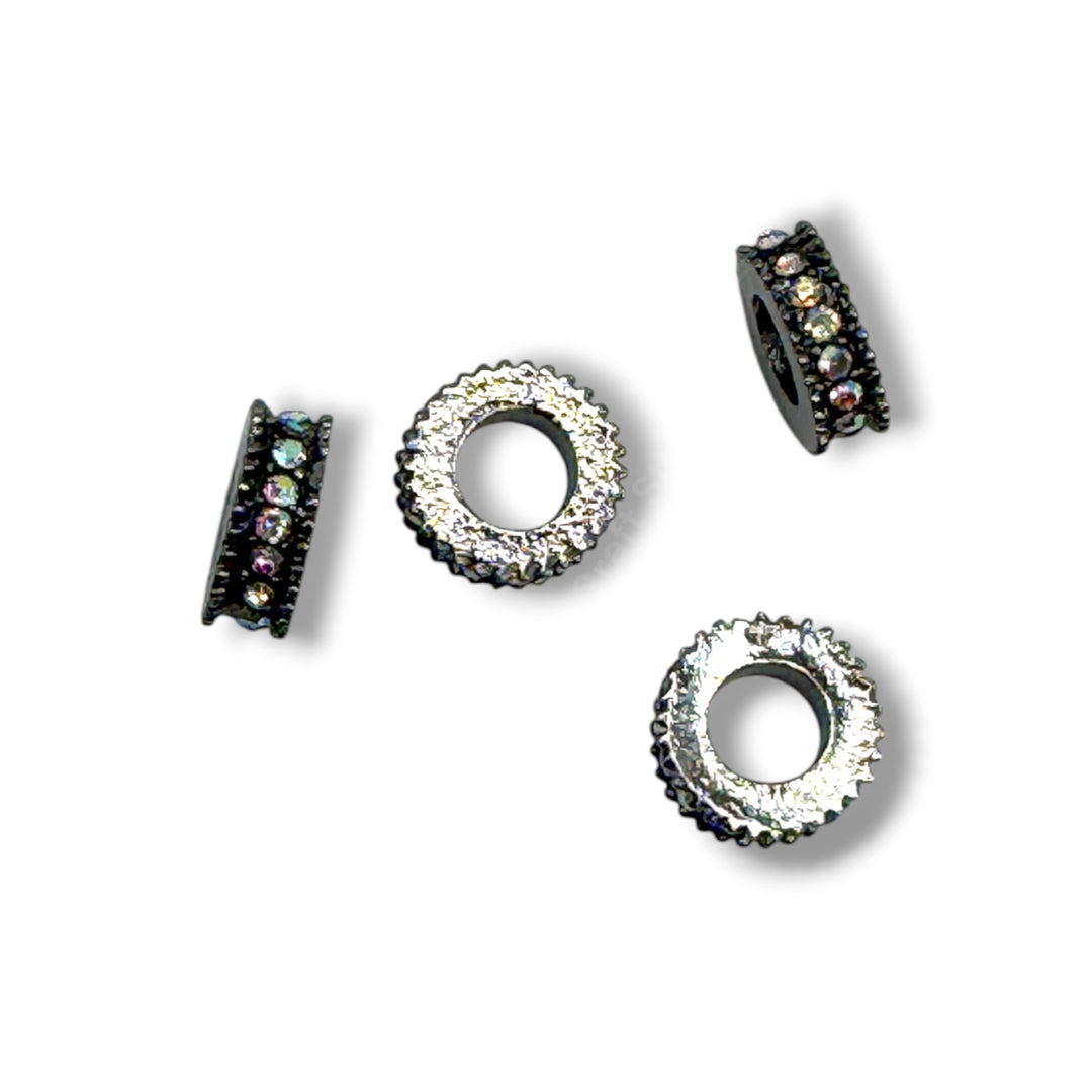 10mm Metal Wheel Spacer with Rhinestones -10pcs