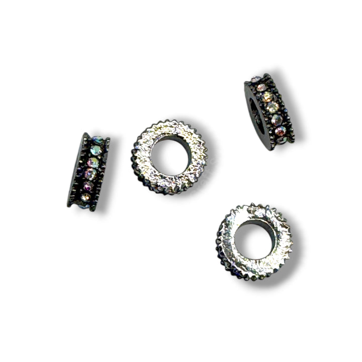 10mm Metal Wheel Spacer with Rhinestones -10pcs