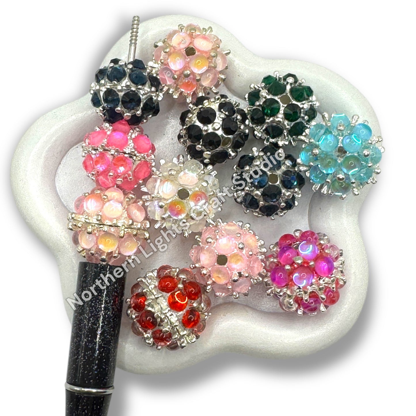Metal Alloy Crystal Bubble Beads 18-20mm - 10pc.