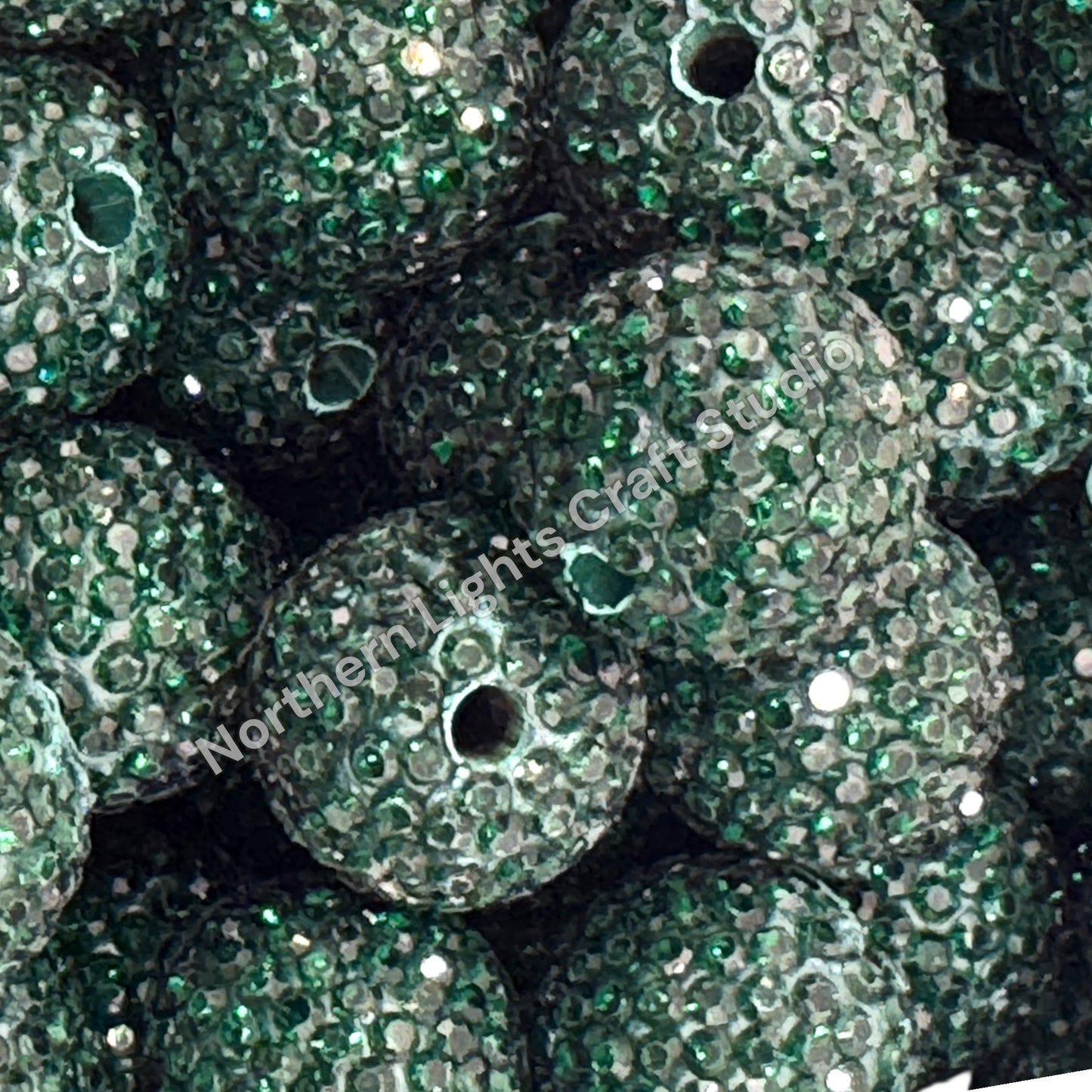 Emerald Rhinestone Beads-16mm - 10pc.