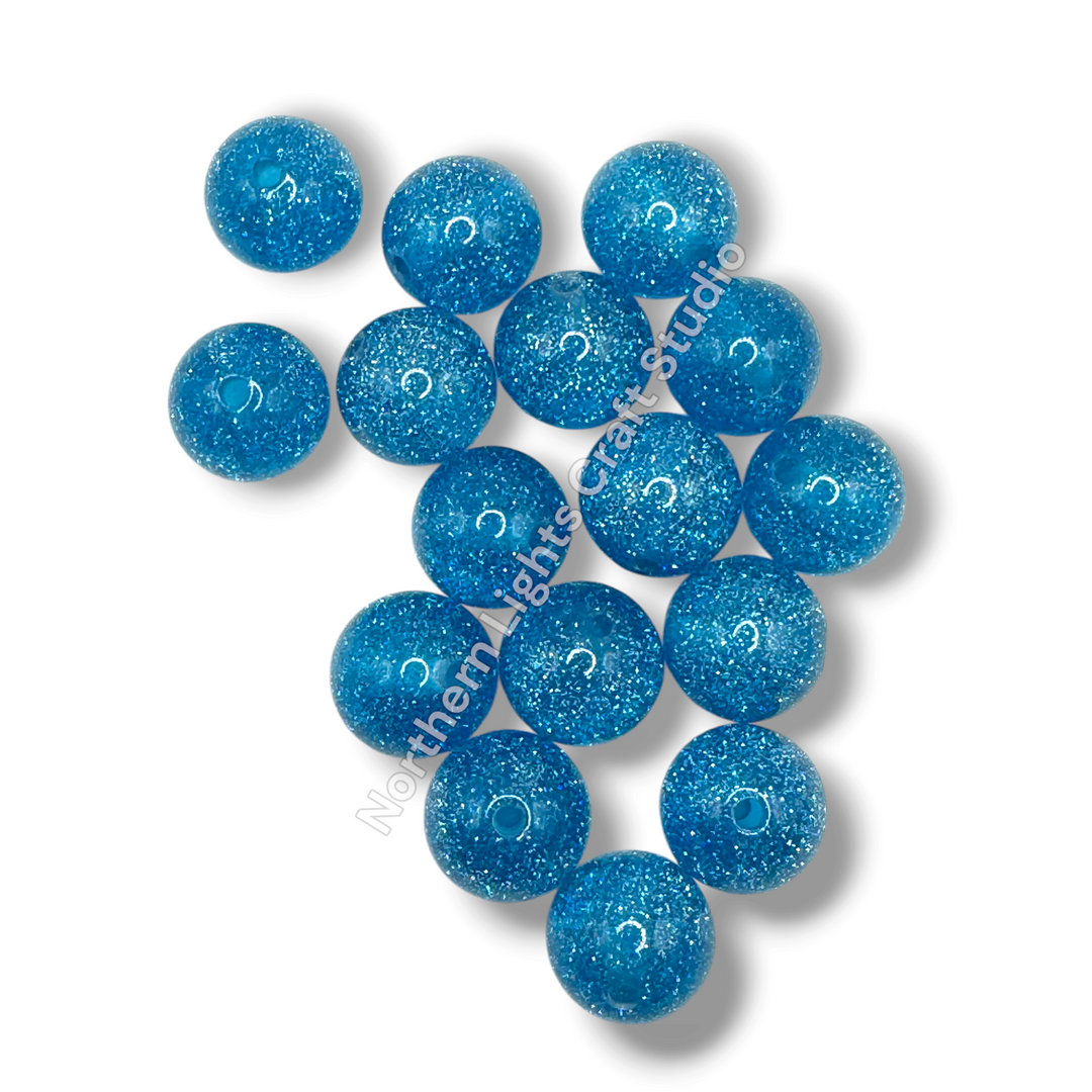 Glitter Dust 16mm High Quality Resin Beads - 20 Pcs.