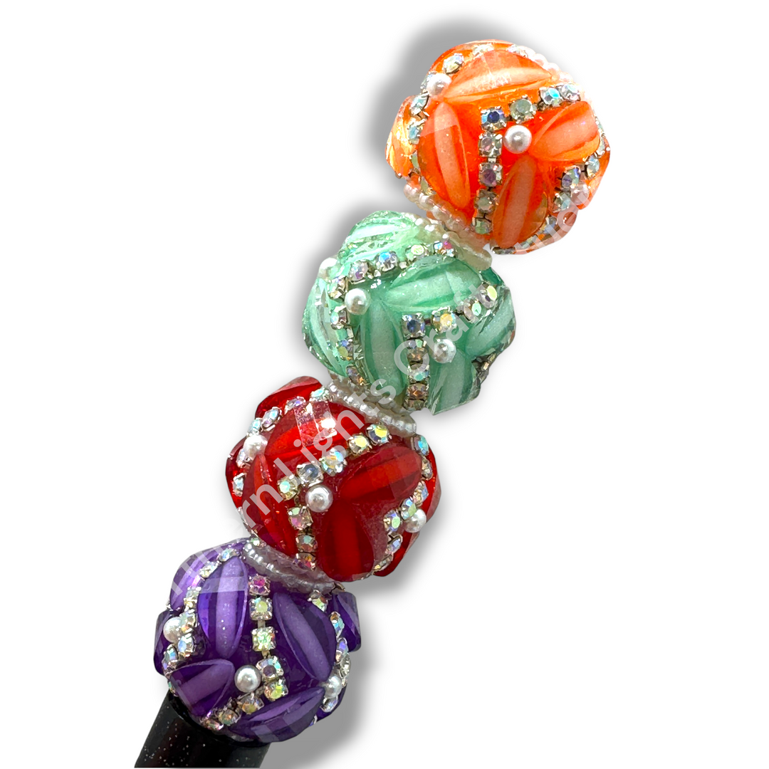 Fancy Rhinestone Diagonal 20mm Beads -10pc. Mix