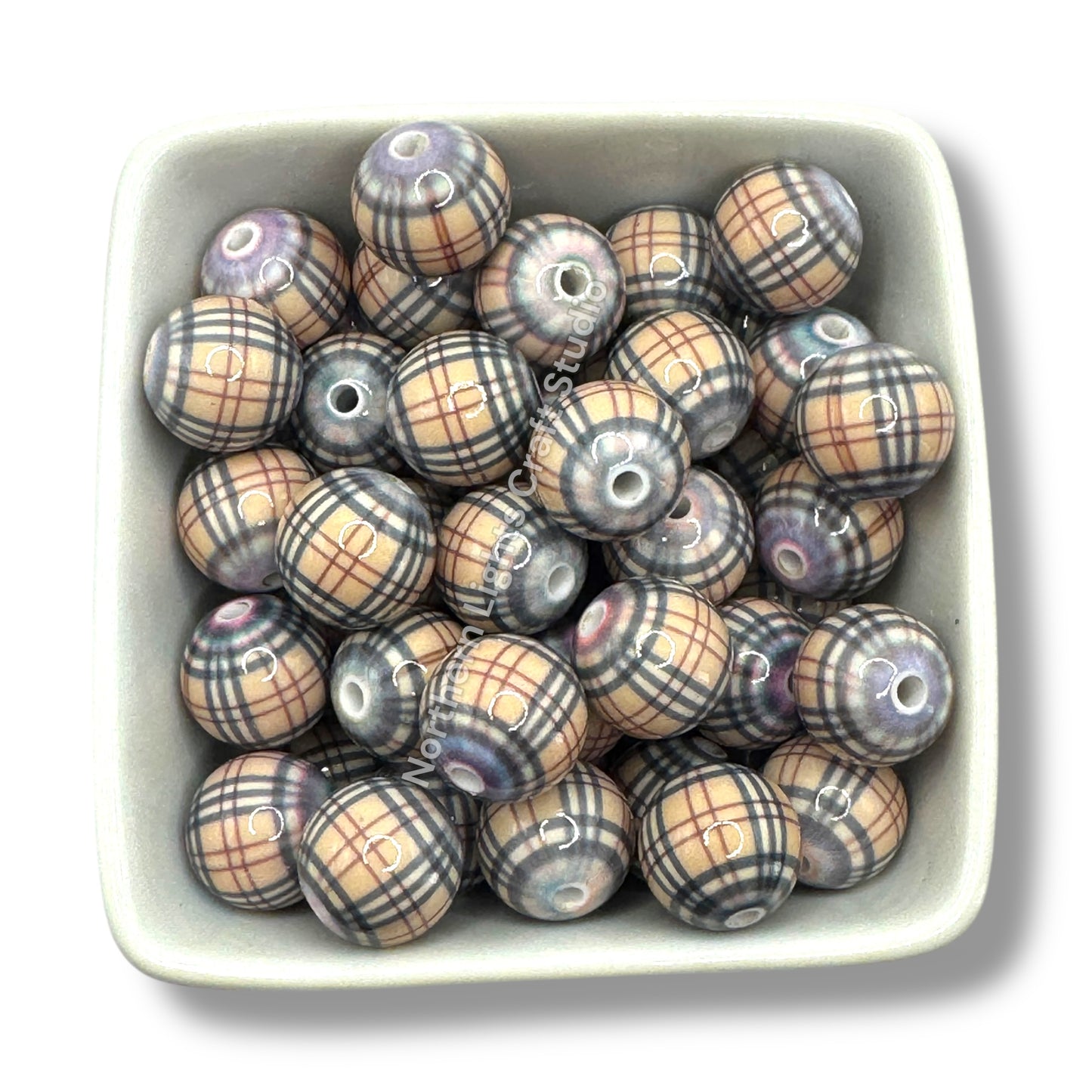 Plaid Print 16mm Bead - 10 pcs.