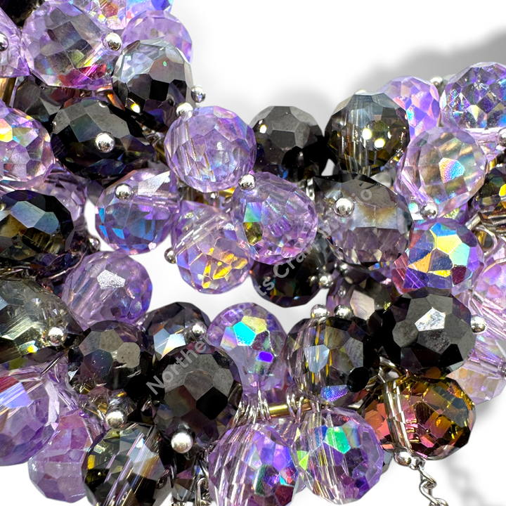Black and Purple Crystal Moon Suncatcher / Moon Car Charm