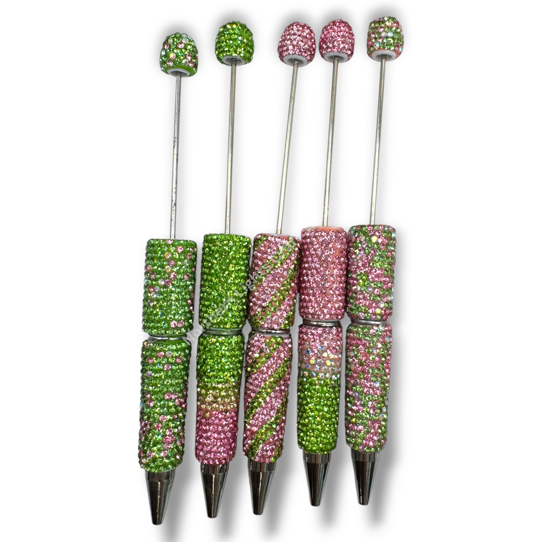 Pink and Green Theme Rhinestone Beadable Pens - 1pc.