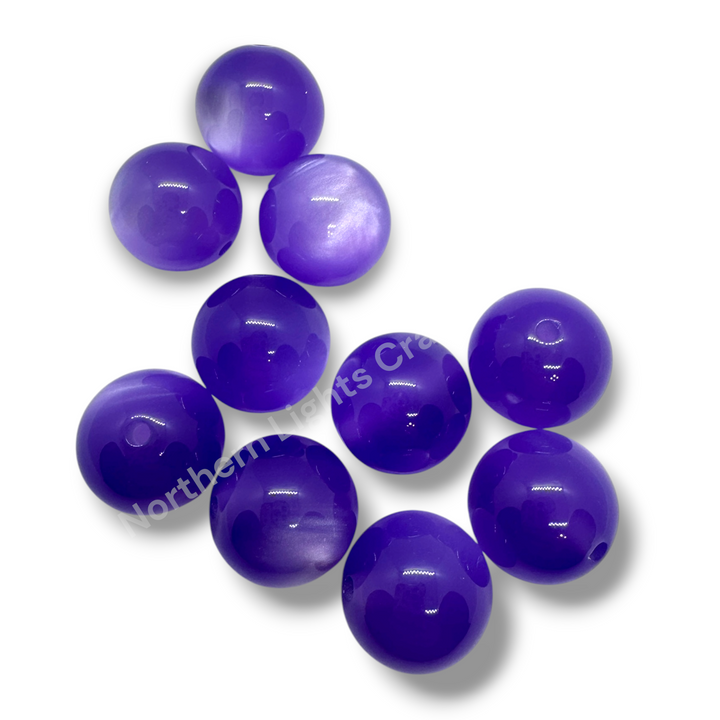 Midnight Violet Cat Eye Shiny 20mm Beads -10 pc.