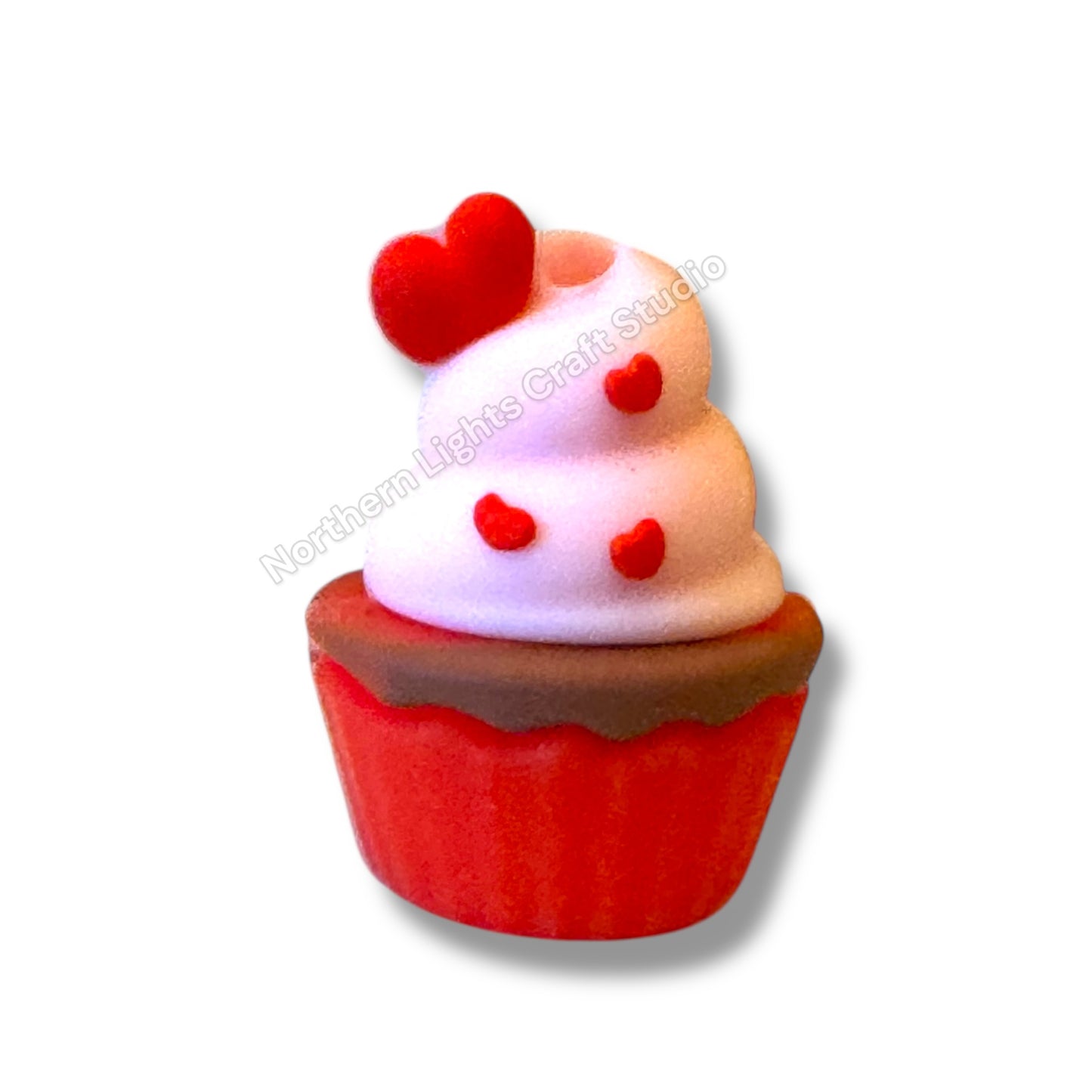 3D Heart Cupcake Focal Bead