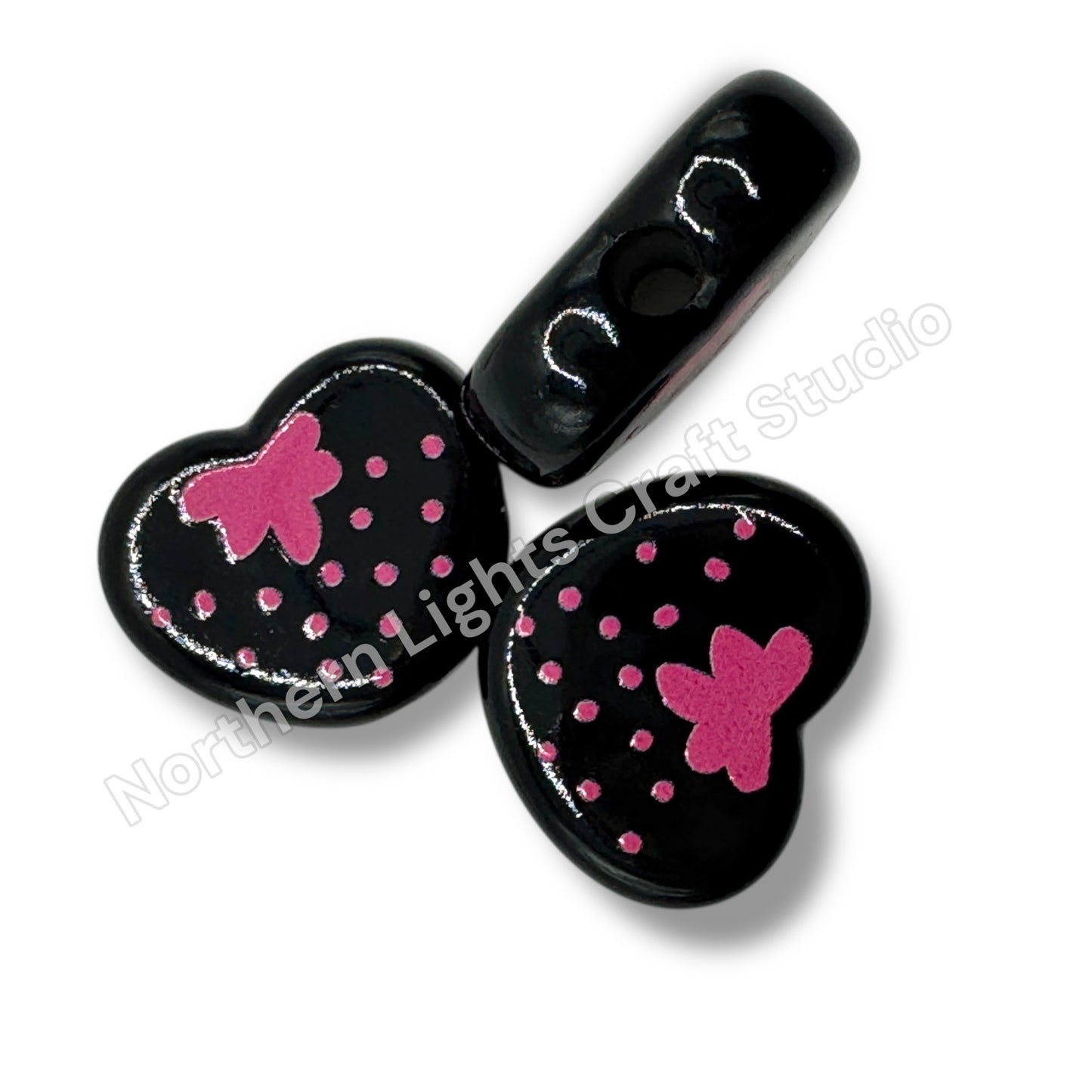 Strawberry Heart Bead - 10pc.