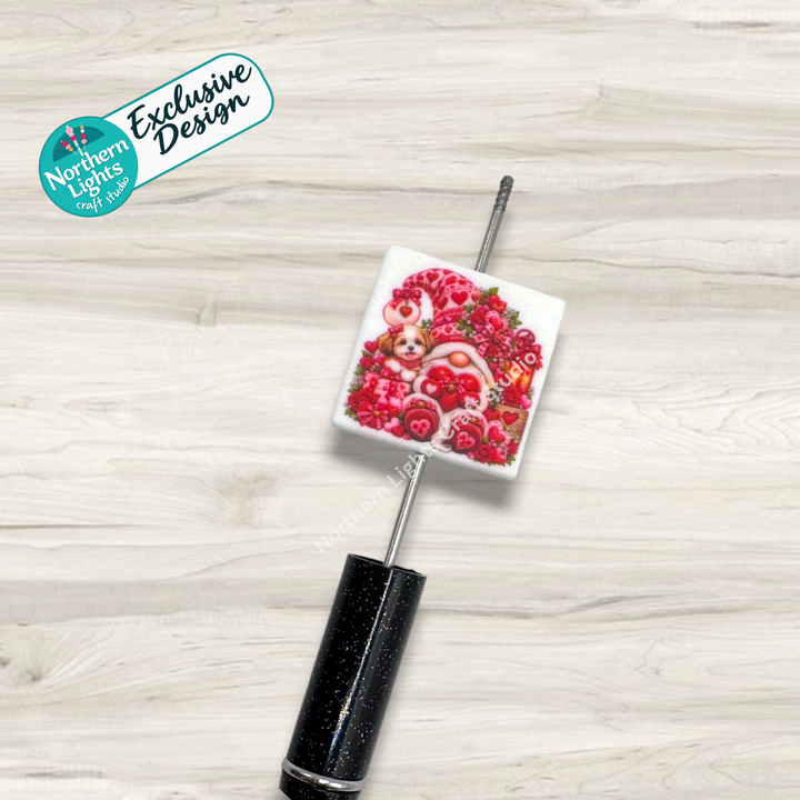 Valentine Gnome Printed Silicone Focal - Exclusive Design!