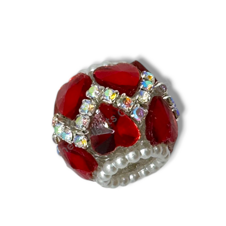 Rhinestone Zig Zag Heart Shape Crystal Fancy Bead - 4pc.