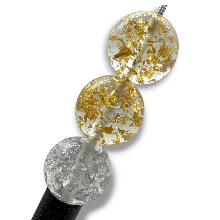 20mm Gold Silver Flake Luxury Resin Beads -10pc. Gold or Silver